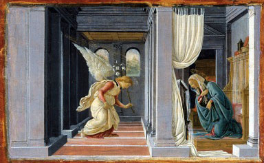 La Anunciación, Sandro Botticelli, c. 1485