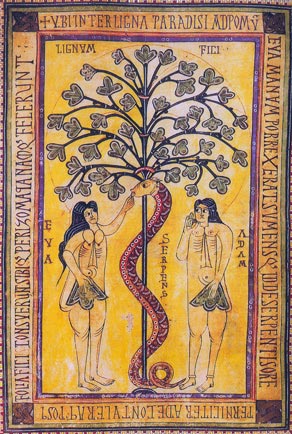 Adán y Eva con el árbol del conocimiento