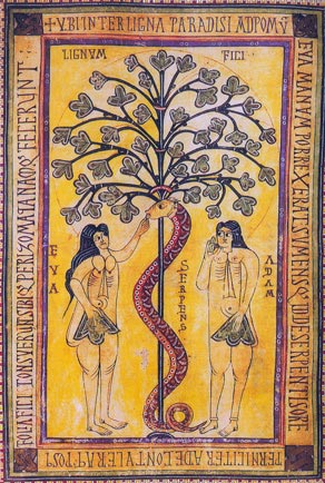 Adán y Eva con el árbol del conocimiento
