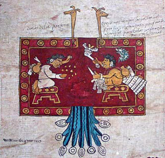 Adivinación, imagen del Códice Borbónico, p. 19