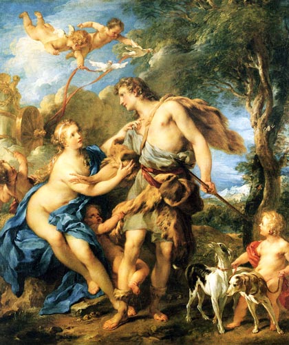Afrodita y Adonis, por François Lemoyne, 1729