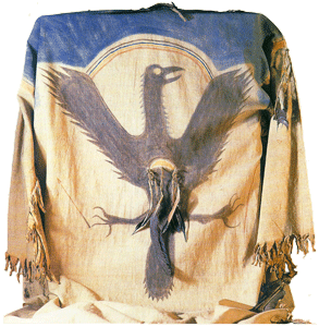 Camisa de danza con dibujo del Pájaro de Trueno. Cultura de la llanuras de Norteamérica.