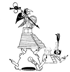 Huitzilopochtli en su templo. Códice Azcatitlán, pág. 11.