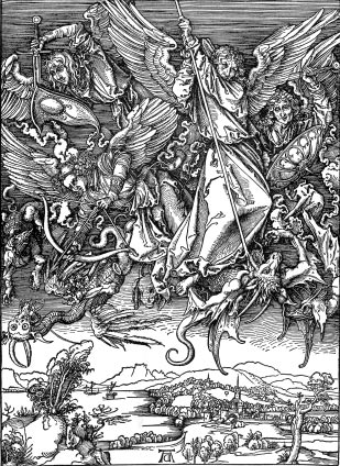 Arcángeles en el Apocalipsis. Alberto Durero, Nuremberg 1498.