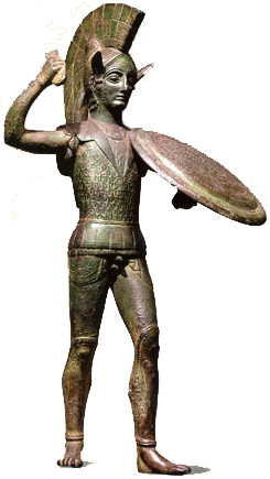 Estatuilla de Laran (el Ares griego). Cultura etrusca, bronce. Museo Arqueológico Nacional, Florencia.