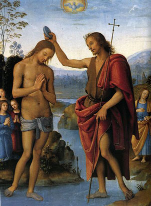El Bautismo de Jesús, por Perugino, 1500