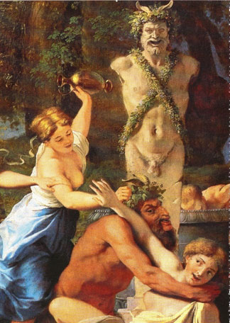 Bacanal. Fauno con ninfas ante una hermia de Pan- Nicolás Poussin