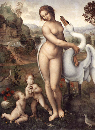 Leda y el Cisne. Leonardo da Vinci. c. 1515