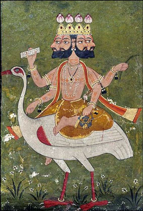 Brahma sobre el cisne Hamsa. India, c. 1700