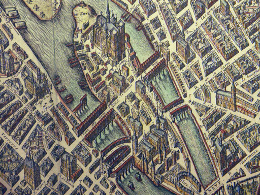 Mapa de la Isla de París. 1609. Fragmento.