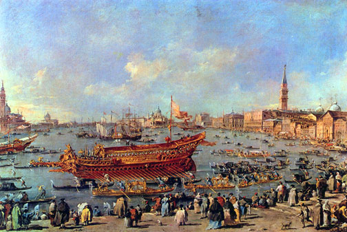 El Bucentauro navegando hacia el Lido, Francesco Guardi, 1775-80