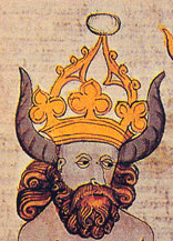 Corona y cuernos. Manuscrito s. XV