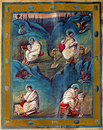 Los cuatro evangelistas. Manuscrito siglo IX. Aquisgrán