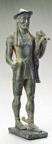Hermes Kriophoros. c. 500-490 a. C., Museo de Bellas Artes, Boston.