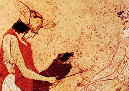 Hermes entregando el pequeño Dionisos a Sileno (fragmento)