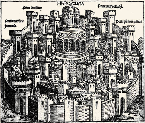 Jerusalén. Grabado de 1493 en el Liber Cronicarum, Nuremberg.