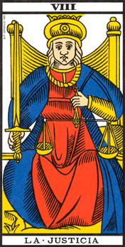 La Justicia. Arcano Nº 8 del Tarot de Marsella.