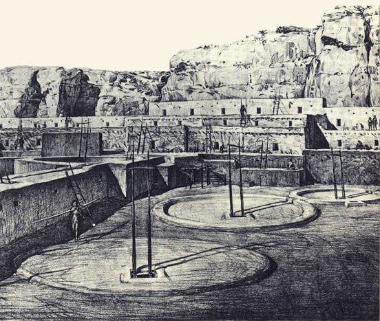 Kivas en Pueblo Bonito, U.S.A. (dibujo)