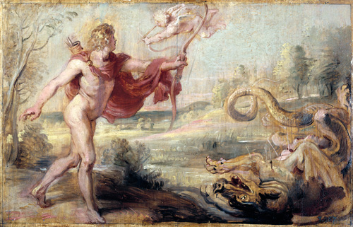 Apolo y la serpiente Pitón. Pedro Pablo Rubens 1636-1637. Museo del Prado, Madrid.