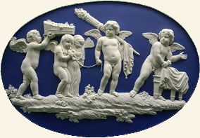 La Boda de Cupido y Psique, camafeo de jaspe azul. Josiah Wedgwood, 1773.