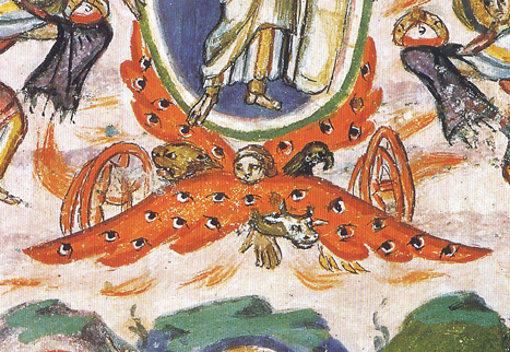 Serafín. Rabbula Codex, detalle, Zagba (Mesopotamia). 586 d. C. Biblioteca Medicea-Laurenziana, Florencia.