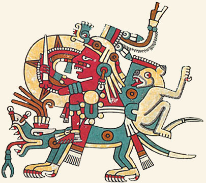 Tonacatecuhtli, vestido como Tonatiuh. Códice Laud.