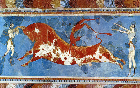 Fresco en el palacio de Knossos, Creta.