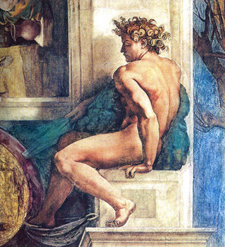 Miguel Angel, La embriaguez de Noé, Capilla Sixtina, Vaticano, 1508-1512.