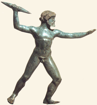 Zeus lanzando el rayo. Bronce, Dodona.